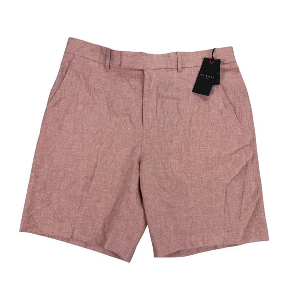 Ted Baker London Mens Damasks Slim Fit Linen Blend Chino Shorts Pink 34R - Picture 1 of 4